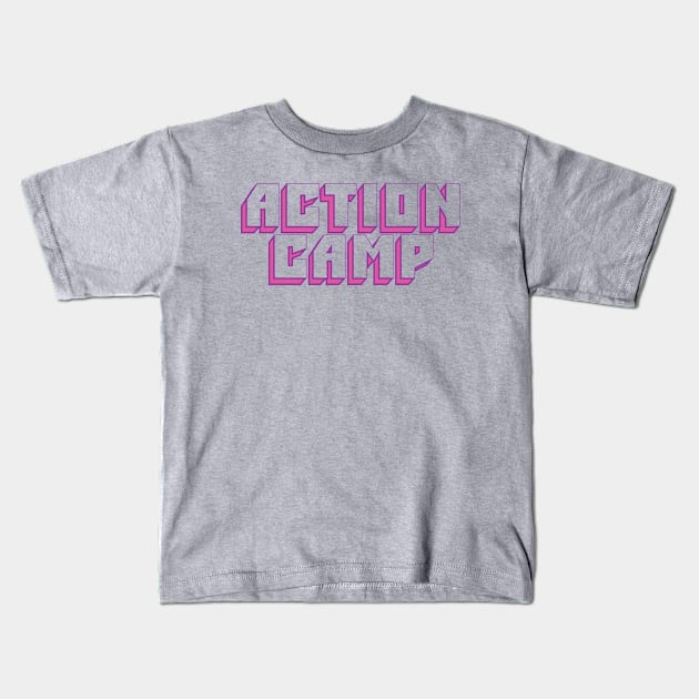 Action Camp Big Muff logo (Pink + Purple) Kids T-Shirt by ActionCamp